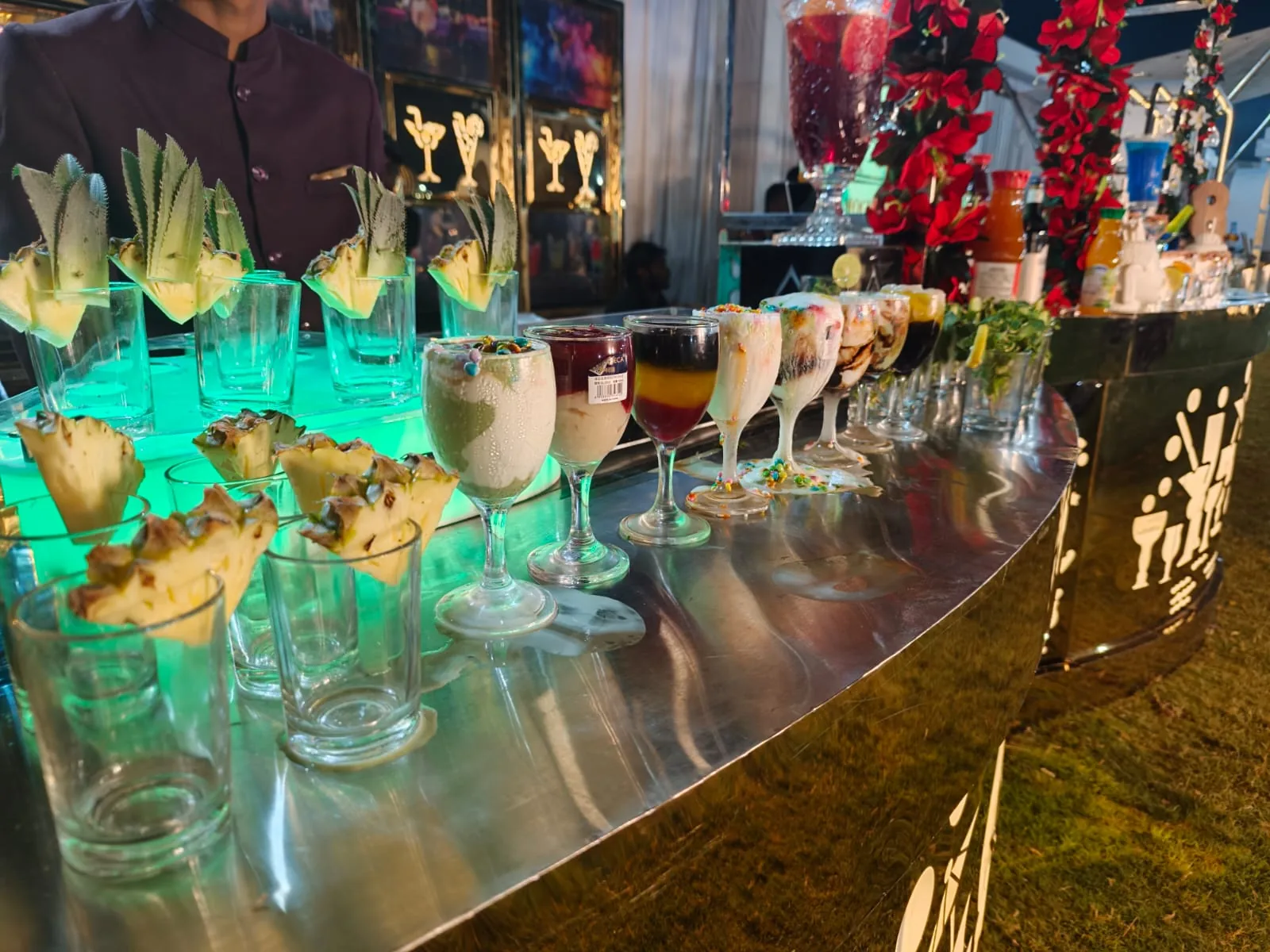 Colourful fresh mocktails and fruit presentation